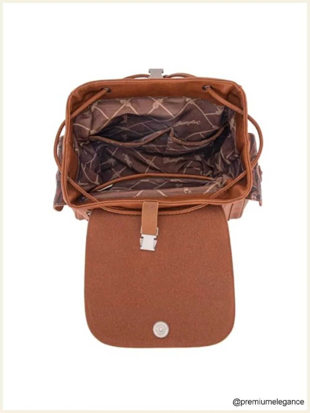Floral Tooled Western Backpack Purse with Drawstring and Magnetic Button Closure